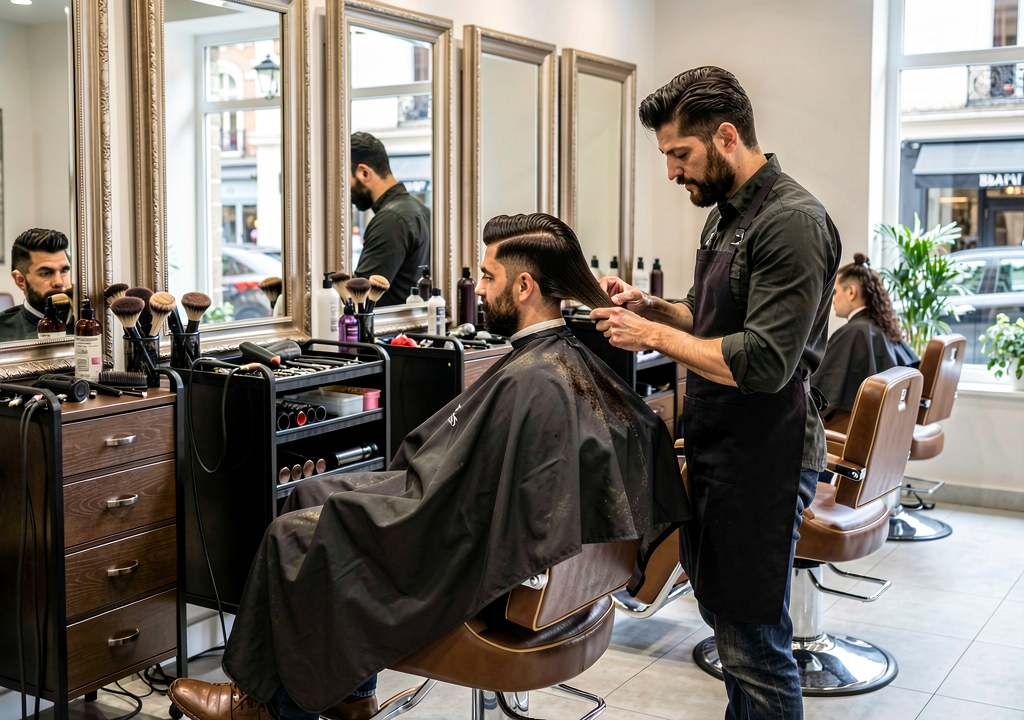 Barbiere al lavoro